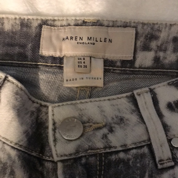 Karen Millen Black Acid Wash 99% Cotton Skinny Jeans Zip Ankle Women’s 4 Rare - Picture 2 of 4